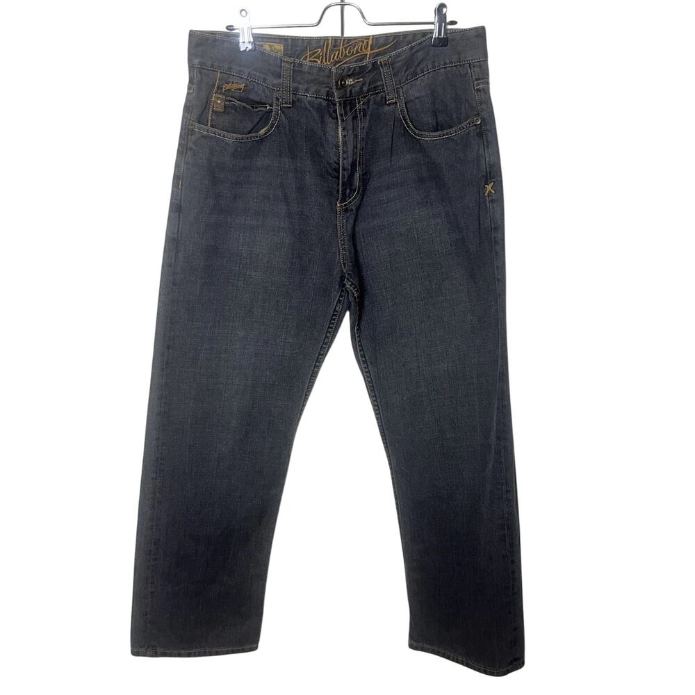 Billabong Excavator Men's Denim Jeans Faded Black Skater Surf Sz 33x30 Vintage